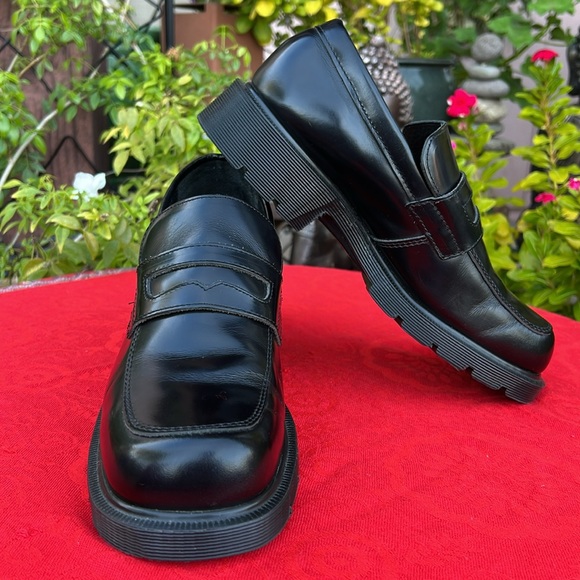 🏴󠁧󠁢󠁥󠁮󠁧󠁿 Dr. Martens MIE Mono Black Chunky Block Heel Penny Loafers UK 7 - Picture 11 of 17
